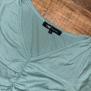 Sage green cropped ruched YMI top